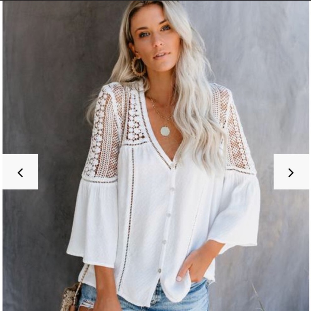 Love Stitch White Crochet Boho Top